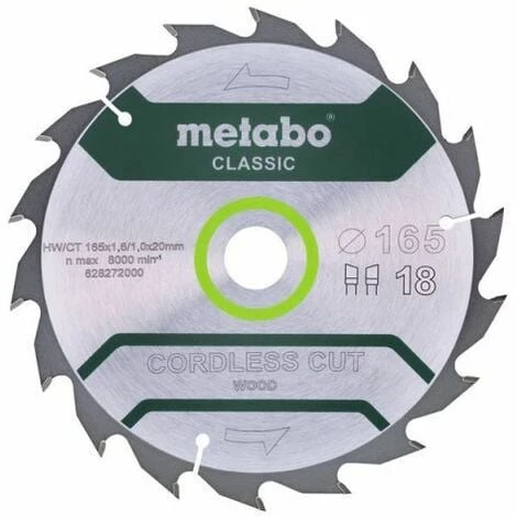 Metabo Lame De Scie Circulaire HW/CT 165 X 20, Nombre De Dents 18, Classic (628272000) 3 Metabo Lame De Scie Circulaire HW/CT 165 X 20, Nombre De Dents 18, Classic (628272000)