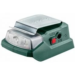 Metabo Adaptateur électrique Sans Fil PowerMaxx PA 12 LED-USB, Raccord 12 V + USB 5 V + Lampe LED, Carton (sans Batterie Et Chargeur) - 600298000