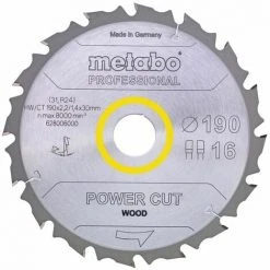 Metabo Lame De Scie "Power Cut Wood - Professional", 165x2,0/1,2x20 Z14 FZ/FA 10° - 628292000