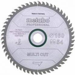 Metabo Lame De Scie 'Multi Cut - Professional', 165x20 Z54 FZ/TZ 5° - 628293000