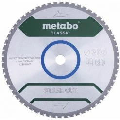 Metabo Lame De Scie "Steel Cut - Classic", 305x2,6/2,2x25,4 Z60 FZFA/FZFA 4° - 628668000