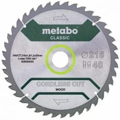 Metabo Lame De Scie 'Cordless Cut Wood - Classic', 216x30 Z28 WZ 5° /B - 628665000