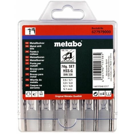 Metabo Coffret De Forets HSS-G, 7 Pièces - 627979000 3 Metabo Coffret De Forets HSS-G, 7 Pièces - 627979000