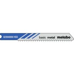 Metabo 5 Lames De Scie Sauteuse « Basic Metal » En U 52/ 2,0 Mm, HSS, Queue Universelle - 623940000