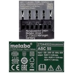 Metabo Basis Set 18V - 2x Batteries LiHD 4,0Ah ( 625367000 ) + Chargeur ASC 55 ( 627044000 ) -Metabo Soldes 22949276 4