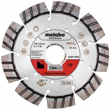 Metabo Meule De Tronçonnage Diamantée 125x22,23mm, « CP », Béton « Professional » - 628571000 3 Metabo Meule De Tronçonnage Diamantée 125x22,23mm, « CP », Béton « Professional » - 628571000