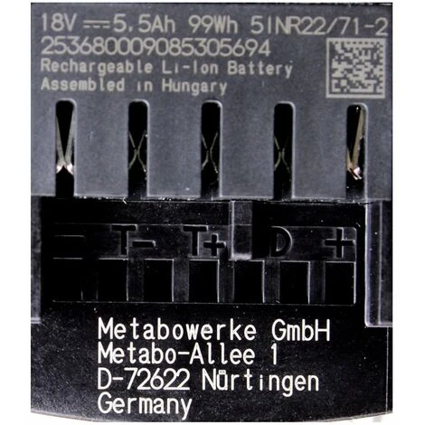 Metabo LiHD Batterie 18V 5,5Ah ( 625342000 ) 6 Metabo LiHD Batterie 18V 5,5Ah ( 625342000 ) – Image 4