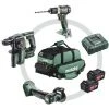 METABO Perceuse-visseuse Sans Fil, Marteau Perforateur Sans Fil + Meuleuse Dangle Sans Fil, + 2 Batteries, + Chargeur, + Houss -Metabo Soldes 29433125 1