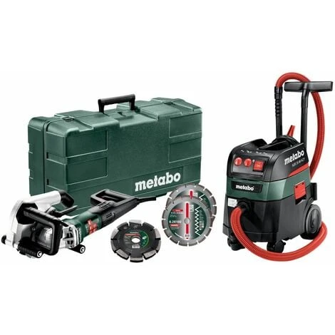 Metabo Rainureuse à Béton MFE 40 + Aspirateur Tous Usages ASR 35 M ACP Set + 2 Meules De Fraisage Diamantées De 20 Mm2 UP + Deux Meules De Tronçonnage Diamantées Classic UC, Coffret - 691059000 3 Metabo Rainureuse à Béton MFE 40 + Aspirateur Tous Usages ASR 35 M ACP Set + 2 Meules De Fraisage Diamantées De 20 Mm2 UP + Deux Meules De Tronçonnage Diamantées Classic UC, Coffret - 691059000