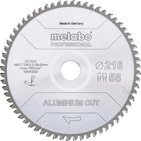 Metabo ALUMINIUM CUT PROFESSIONAL 628443000 Lame De Scie Circulaire 216 X 30 X 1.8 Mm Nombre De Dents: 58 1 Pc(s) 3 Metabo ALUMINIUM CUT PROFESSIONAL 628443000 Lame De Scie Circulaire 216 X 30 X 1.8 Mm Nombre De Dents: 58 1 Pc(s)