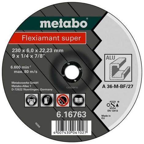 METABO 616748000 - Meuleu E D'angle D'ébauche Di Que Super A36-M Pourl'alun Et Bronze 115x6x2223mm (25 Ud Conteneur) 3 METABO 616748000 - Meuleu E D'angle D'ébauche Di Que Super A36-M Pourl'alun Et Bronze 115x6x2223mm (25 Ud Conteneur)