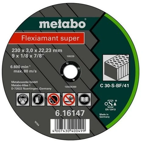 METABO 616312000 - Flexiamant Super C30-S Meuleu E Angulaire éparation Di Que Pour Pierre 125x25x2223mm (25 Ud Conteneur) 3 METABO 616312000 - Flexiamant Super C30-S Meuleu E Angulaire éparation Di Que Pour Pierre 125x25x2223mm (25 Ud Conteneur)