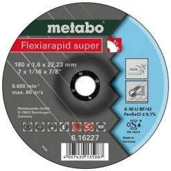 METABO 616227000 - éparation Di Que Meuleu E Angulaire Entonnoir Flexiarapid Super A46-U Pour Inox 180x16x2223mm