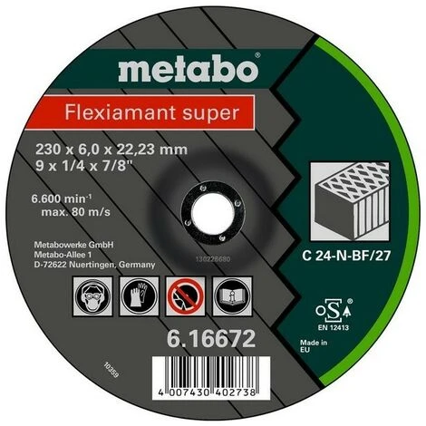 METABO 616672000 - Flexible Super C24-N Meuleu E D'angle D'ébauche Di Que Pour Pierre 230x6x2223mm (10 Ud Conteneur) 3 METABO 616672000 - Flexible Super C24-N Meuleu E D'angle D'ébauche Di Que Pour Pierre 230x6x2223mm (10 Ud Conteneur)