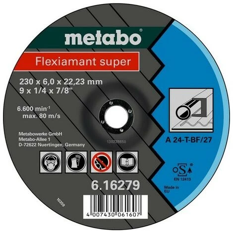 METABO 616275000 - Flexible Super A24-T Meuleu E D'angle D'ébauche Pour Métal 115x6x2223mm (25 Ud Conteneur) 3 METABO 616275000 - Flexible Super A24-T Meuleu E D'angle D'ébauche Pour Métal 115x6x2223mm (25 Ud Conteneur)