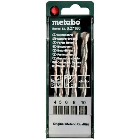 Metabo 627180000 Jeu De Forets Pour Béton 5 Pièces 4 Mm, 5 Mm, 6 Mm, 8 Mm, 10 Mm 5 Pc(s) 3 Metabo 627180000 Jeu De Forets Pour Béton 5 Pièces 4 Mm, 5 Mm, 6 Mm, 8 Mm, 10 Mm 5 Pc(s)
