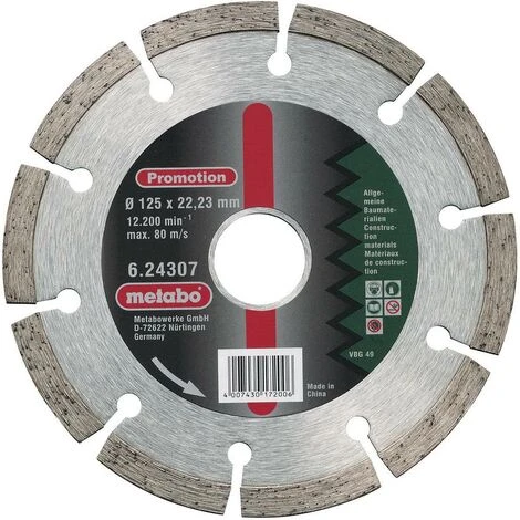 Disque à Tronçonner Diamanté Metabo 624307000 Diamètre 125 Mm Ø Intérieur 22.23 Mm 1 Pc(s) 3 Disque à Tronçonner Diamanté Metabo 624307000 Diamètre 125 Mm Ø Intérieur 22.23 Mm 1 Pc(s)