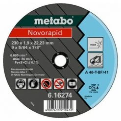 METABO Novorapid 115 X 1,0 X 22,23 Mm, Acier Inoxydable, Disque à Tronçonner, Version Droite (616270000) -Metabo Soldes 52502336 2