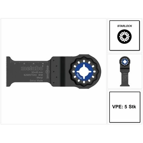 Metabo Starlock 32 X 45 Mm Bimétal - Jeu De Lames De Scie Plongeante (626958000) - 5 Pièces 3 Metabo Starlock 32 X 45 Mm Bimétal - Jeu De Lames De Scie Plongeante (626958000) - 5 Pièces