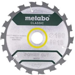Metabo Lame De Scie "power Cut Wood - Classic", 190x2,2/1,4x30, Z18 WZ 5°/B - 628417000