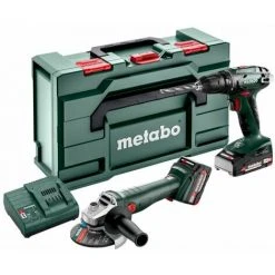 METABO Machines à Batterie Combo Ensemble | BS 18 | W 18 L 9-125 | 2x Batterie 4.0 Ah | Chargeur SC 30