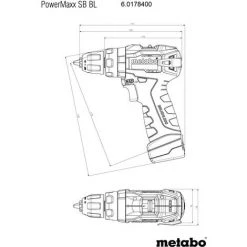Metabo Coffret Perceuse à Percussion 12 V Sans Fil PowerMaxx SB BL 2 X 2,0 Ah Li-Power, LC12 -Metabo Soldes 60702654 4