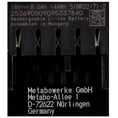 Metabo Set De Base 18V : 1x Batterie 8,0Ah LiHD + Chargeur ASC 145 (625369000) (627378000) 6 Metabo Set De Base 18V : 1x Batterie 8,0Ah LiHD + Chargeur ASC 145 (625369000) (627378000) â Image 4