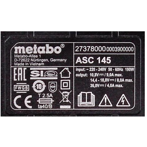 Metabo Set De Base 18V : 1x Batterie 8,0Ah LiHD + Chargeur ASC 145 (625369000) (627378000) 7 Metabo Set De Base 18V : 1x Batterie 8,0Ah LiHD + Chargeur ASC 145 (625369000) (627378000) â Image 5