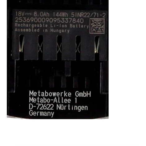 Metabo 2x Batterie 8,0 Ah 18V LiHD + Chargeur Metabo ASC 145 (627378000) (625369000) 4 Metabo 2x Batterie 8,0 Ah 18V LiHD + Chargeur Metabo ASC 145 (627378000) (625369000) â Image 2
